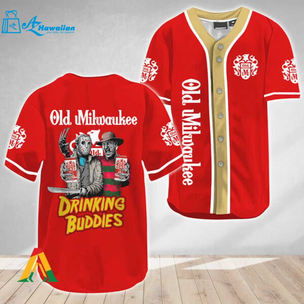 Horror Freddy Jason Drinking Buddies Old Milwaukee Baseball Jersey