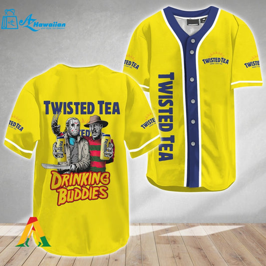 Horror Freddy & Jason Drinking Buddies Twisted Tea Baseball Jersey