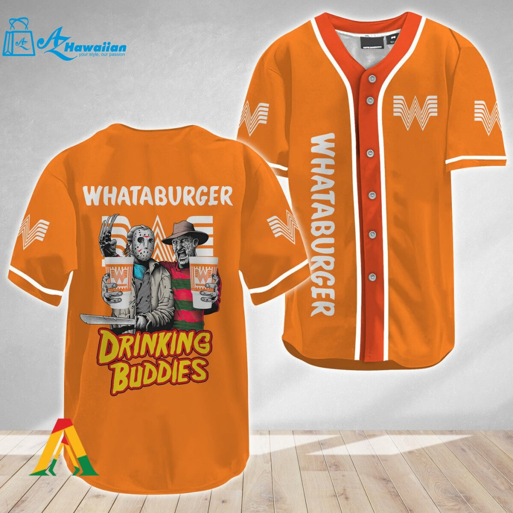 Horror Freddy & Jason Drinking Buddies Whataburger Baseball Jersey