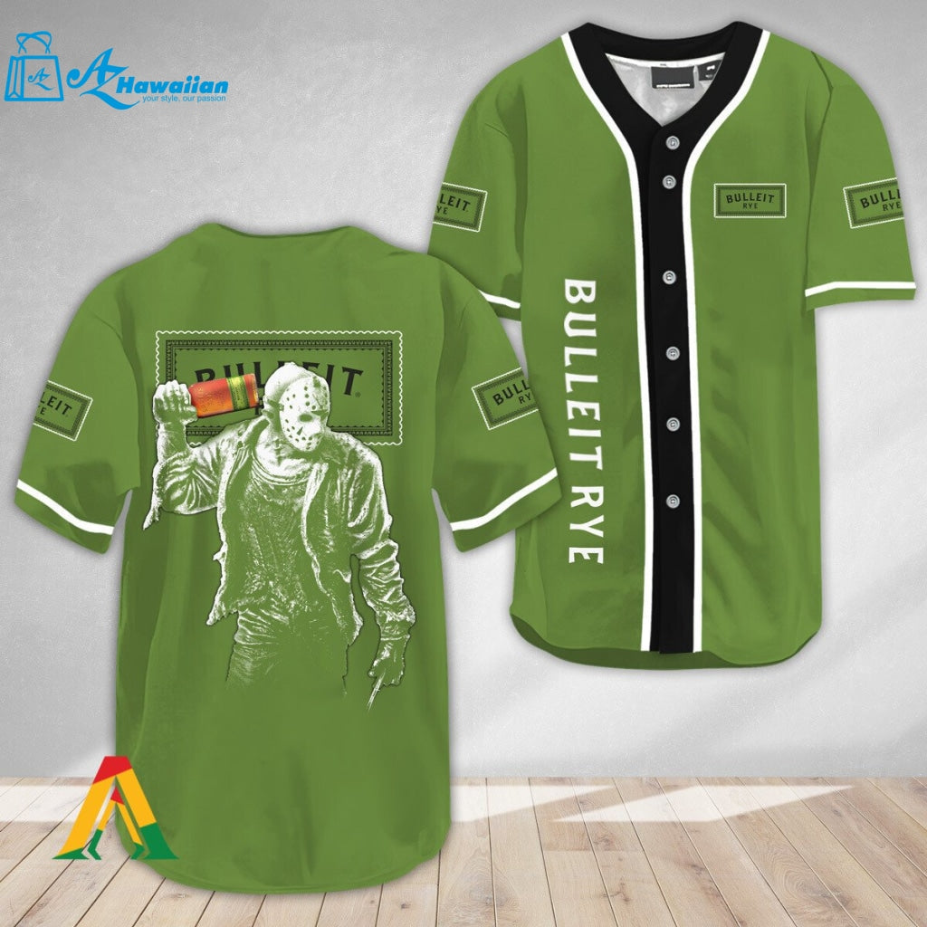 Horror Jason Voorhees Bulleit Rye Whiskey Baseball Jersey