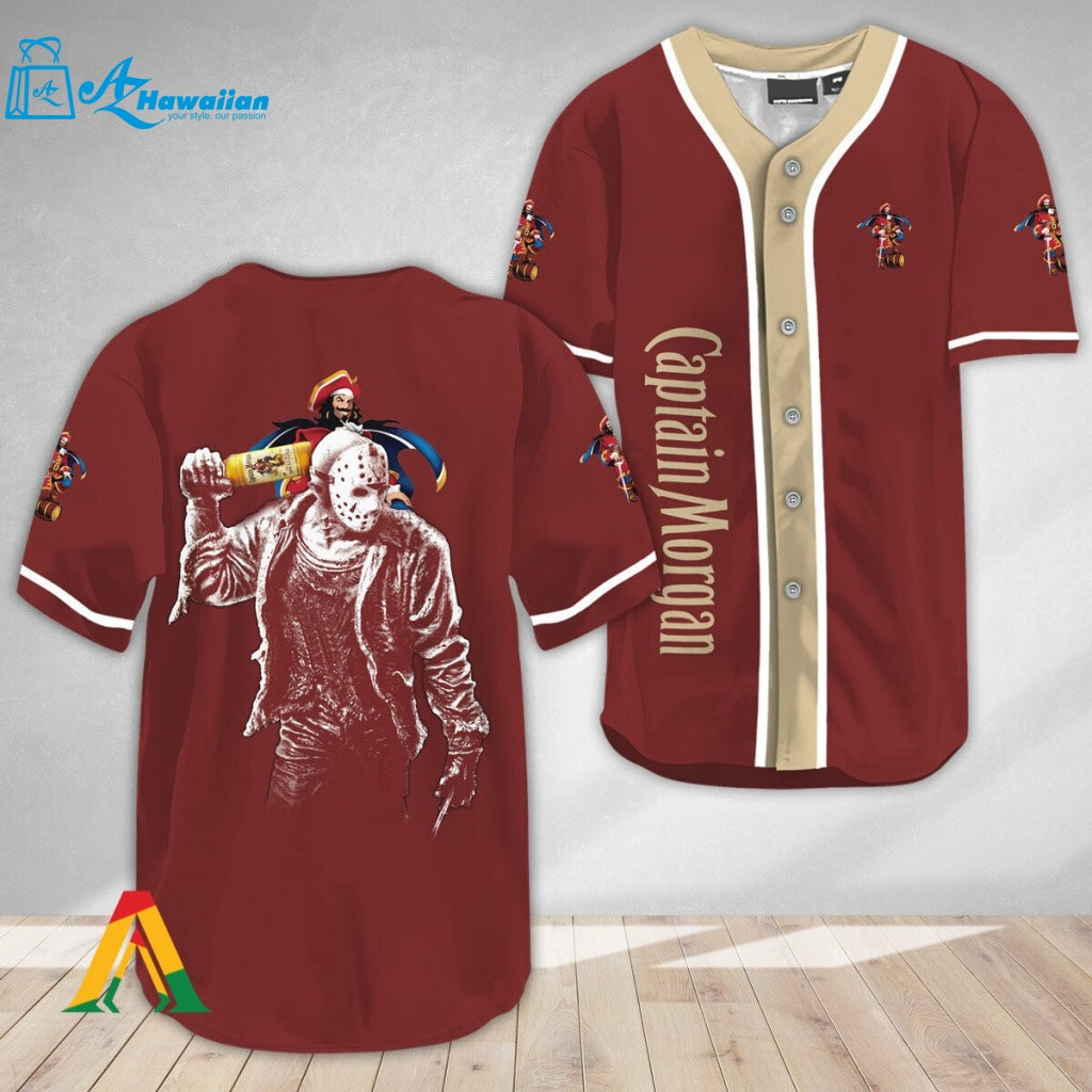 Horror Jason Voorhees Captain Morgan Baseball Jersey