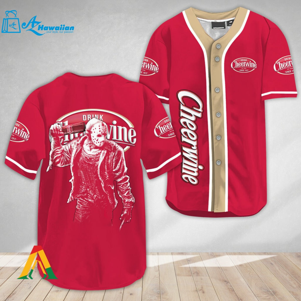 Horror Jason Voorhees Cheerwine Baseball Jersey