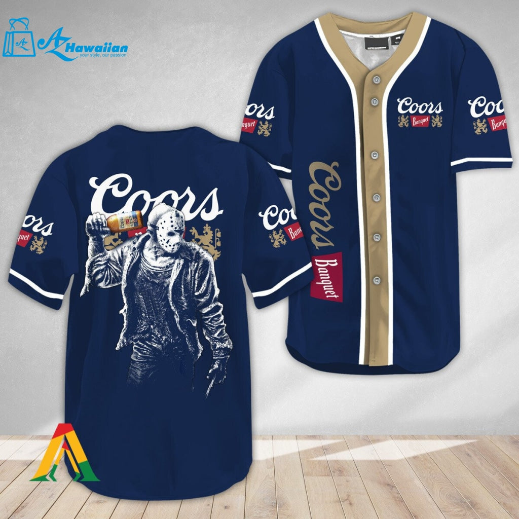 Horror Jason Voorhees Coors Banquet Baseball Jersey