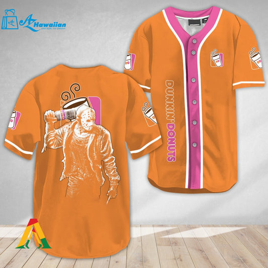 Horror Jason Voorhees Dunkin Donuts Baseball Jersey