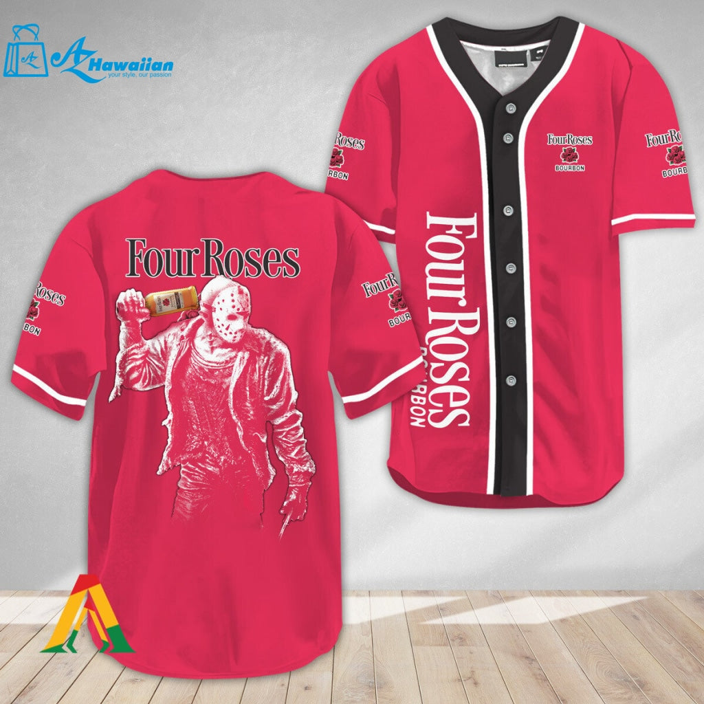 Horror Jason Voorhees Four Roses Bourbon Baseball Jersey