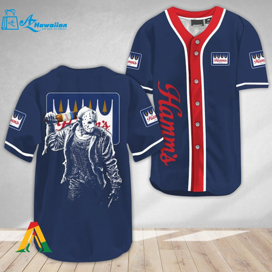 Horror Jason Voorhees Hamm's Beer Baseball Jersey