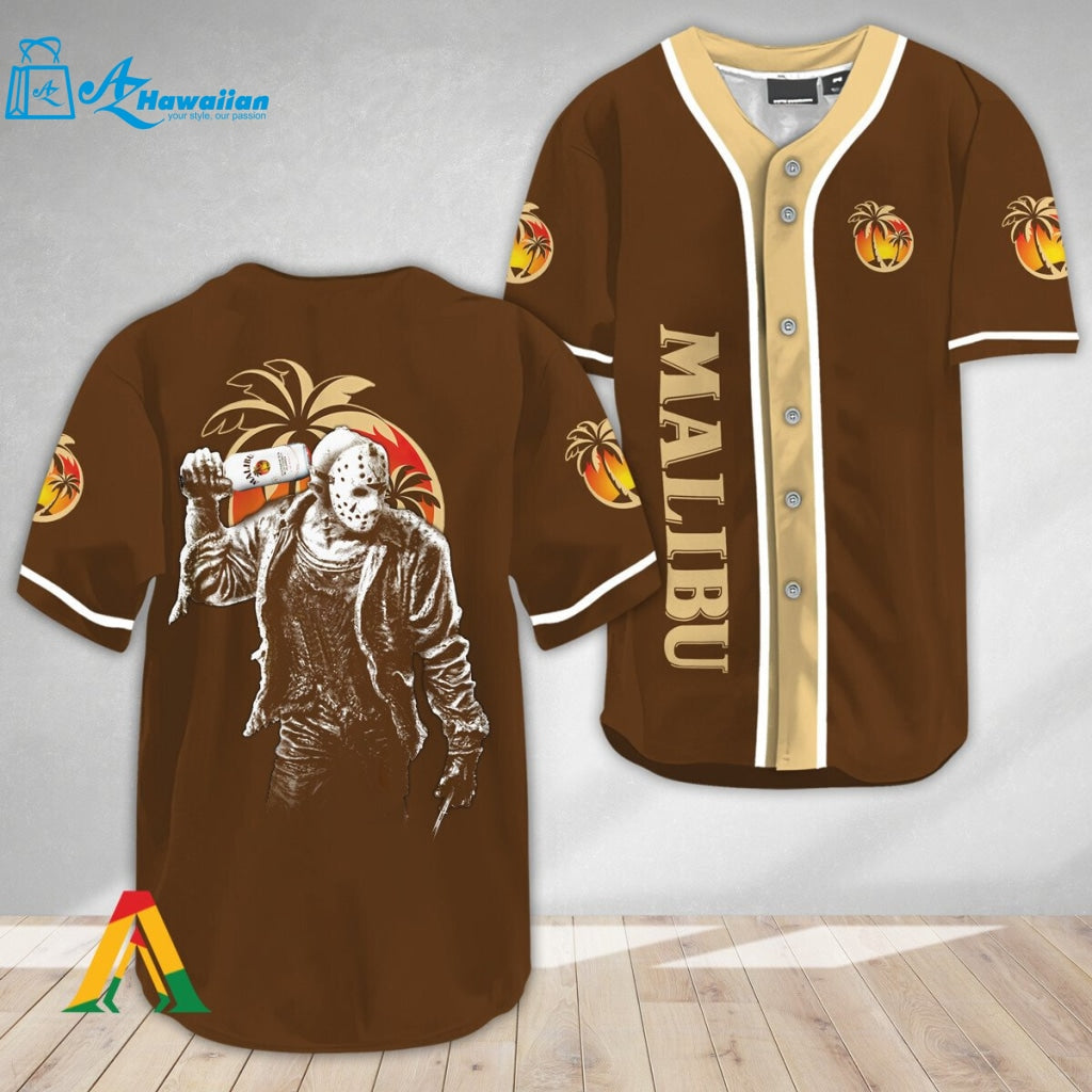 Horror Jason Voorhees Malibu Rum Baseball Jersey