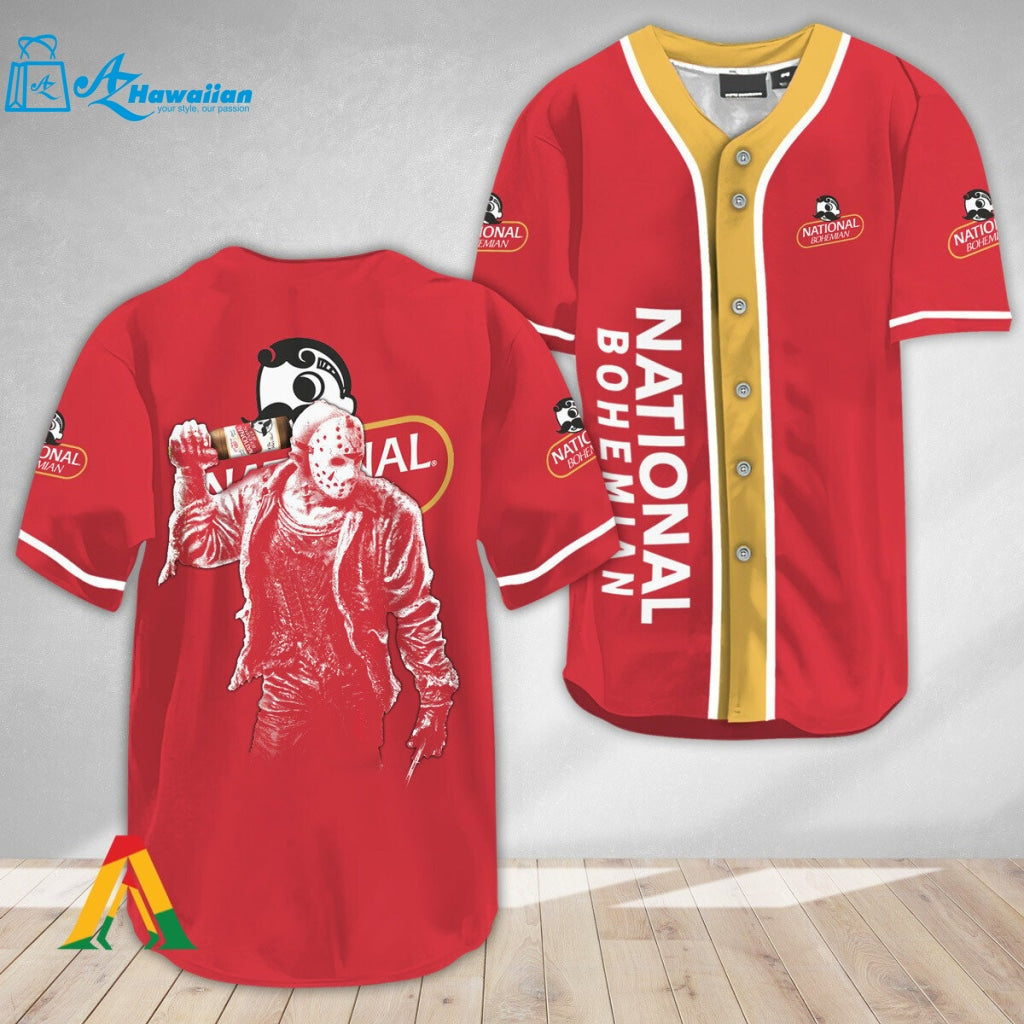 Horror Jason Voorhees National Bohemian Baseball Jersey