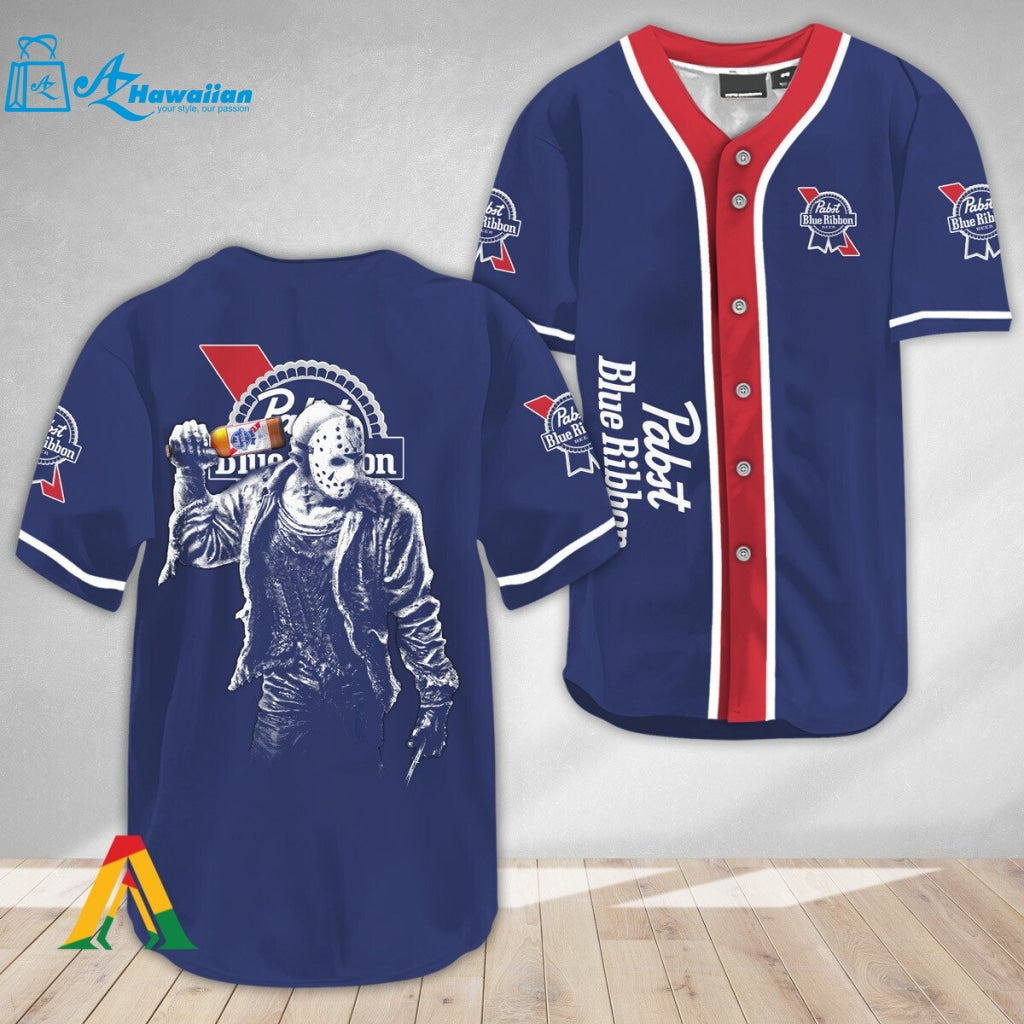 Horror Jason Voorhees Pabst Blue Ribbon Baseball Jersey