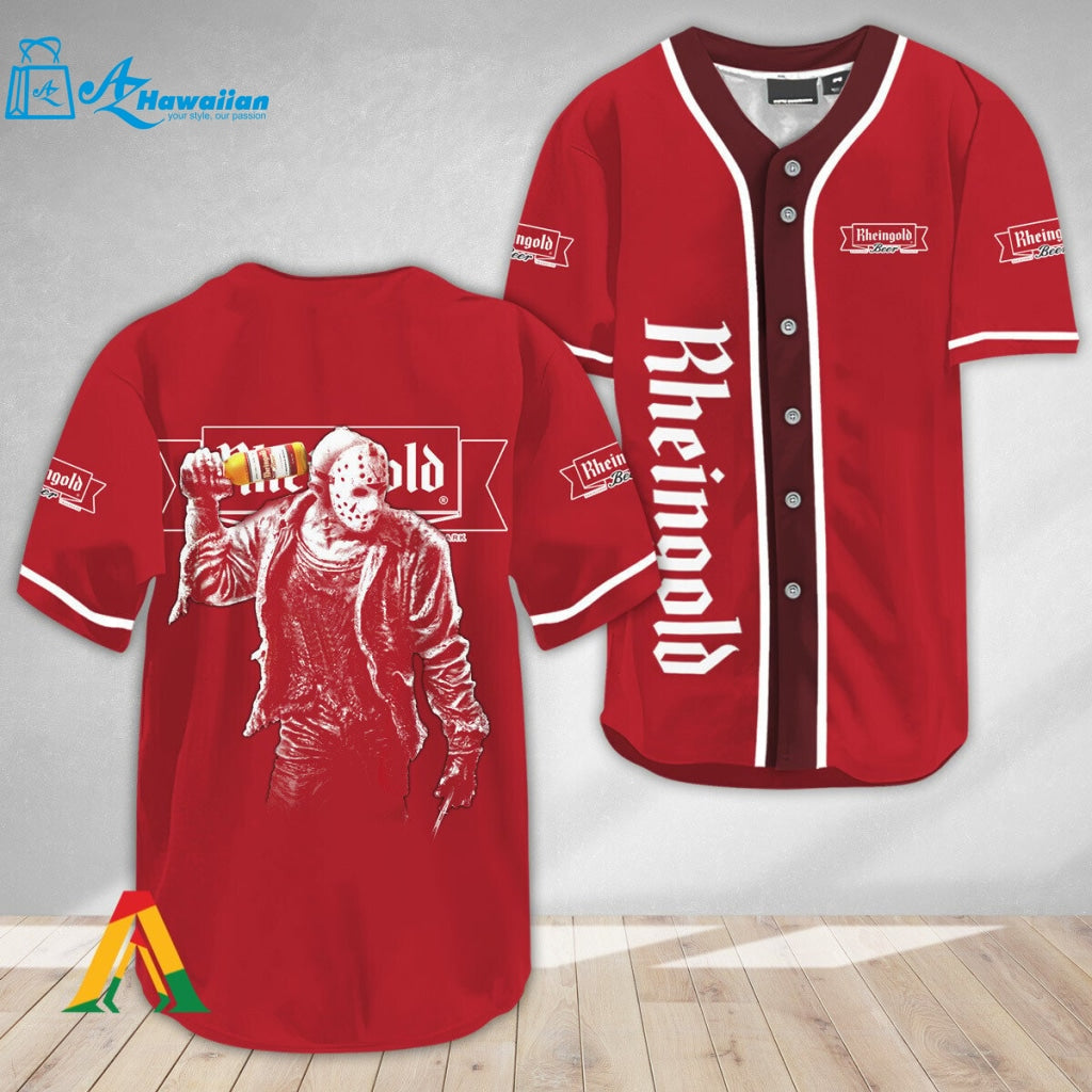 Horror Jason Voorhees Rheingold Beer Baseball Jersey