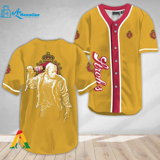 Horror Jason Voorhees Stroh's Beer Baseball Jersey