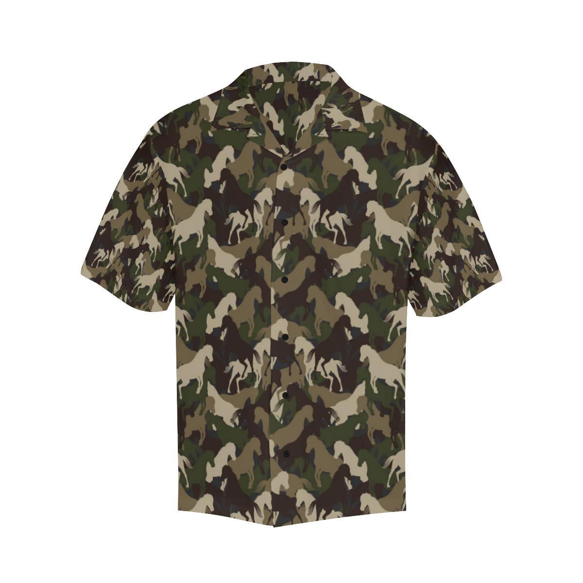 Horse Camo Themed Design Print Hawaiian Shirt