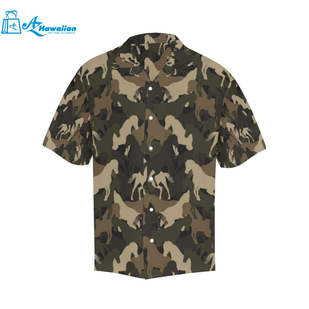 Horse Camouflage Pattern Mens All Over Print Hawaiian Shirt