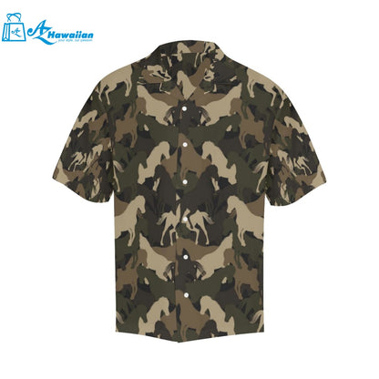 Horse Camouflage Pattern Mens All Over Print Hawaiian Shirt