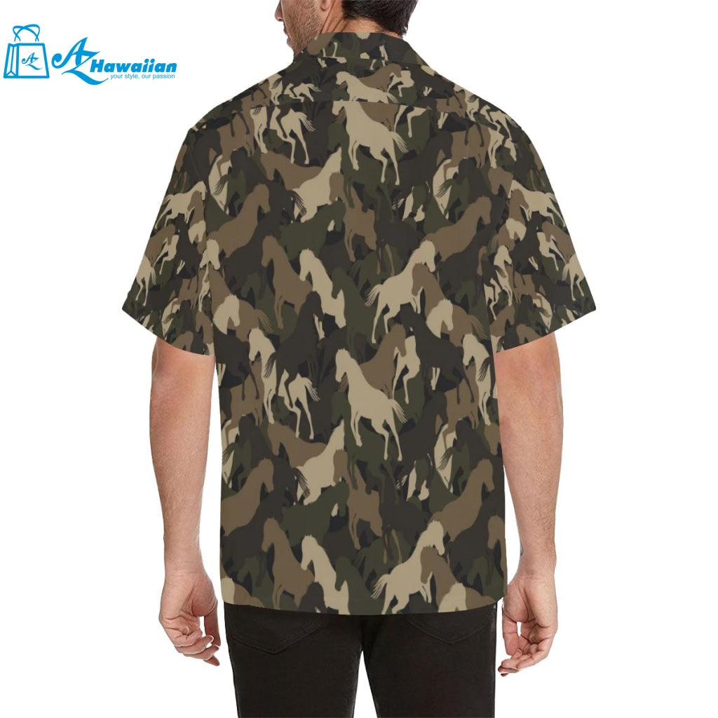 Horse Camouflage Pattern Mens All Over Print Hawaiian Shirt