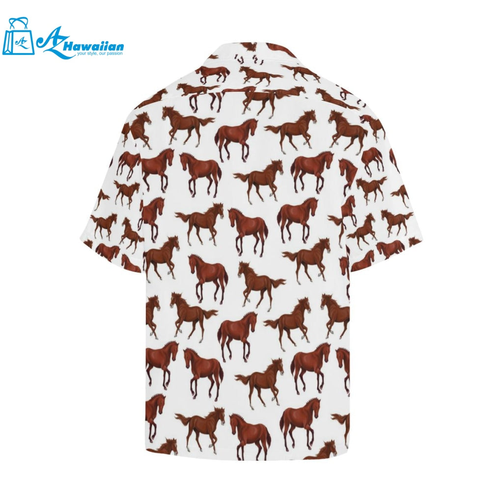 Horses Running Pattern Background Mens All Over Print Hawaiian Shirt