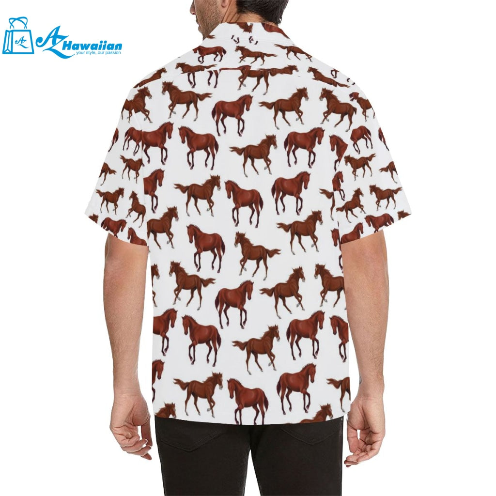 Horses Running Pattern Background Mens All Over Print Hawaiian Shirt