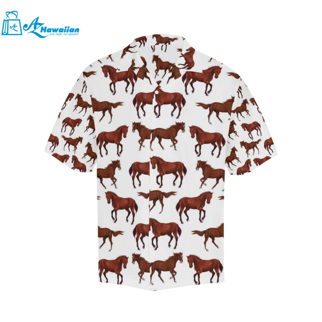 Horses Running Pattern Background Mens All Over Print Hawaiian Shirt