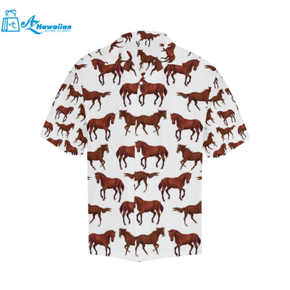 Horses Running Pattern Background Mens All Over Print Hawaiian Shirt