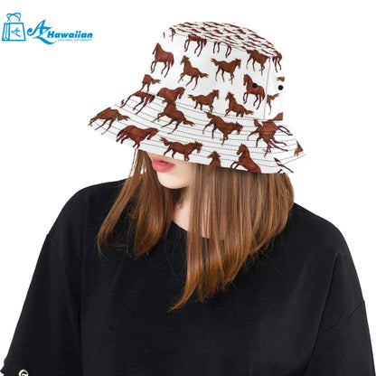 Horses running pattern background Unisex Bucket Hat