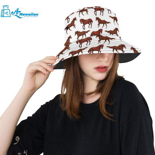 Horses running pattern background Unisex Bucket Hat