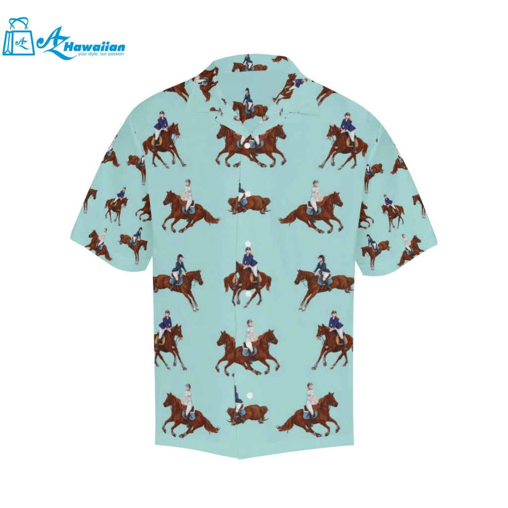 Horses Running Horses Rider Pattern Mens All Over Print Hawaiian Shirt