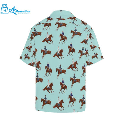 Horses Running Horses Rider Pattern Mens All Over Print Hawaiian Shirt