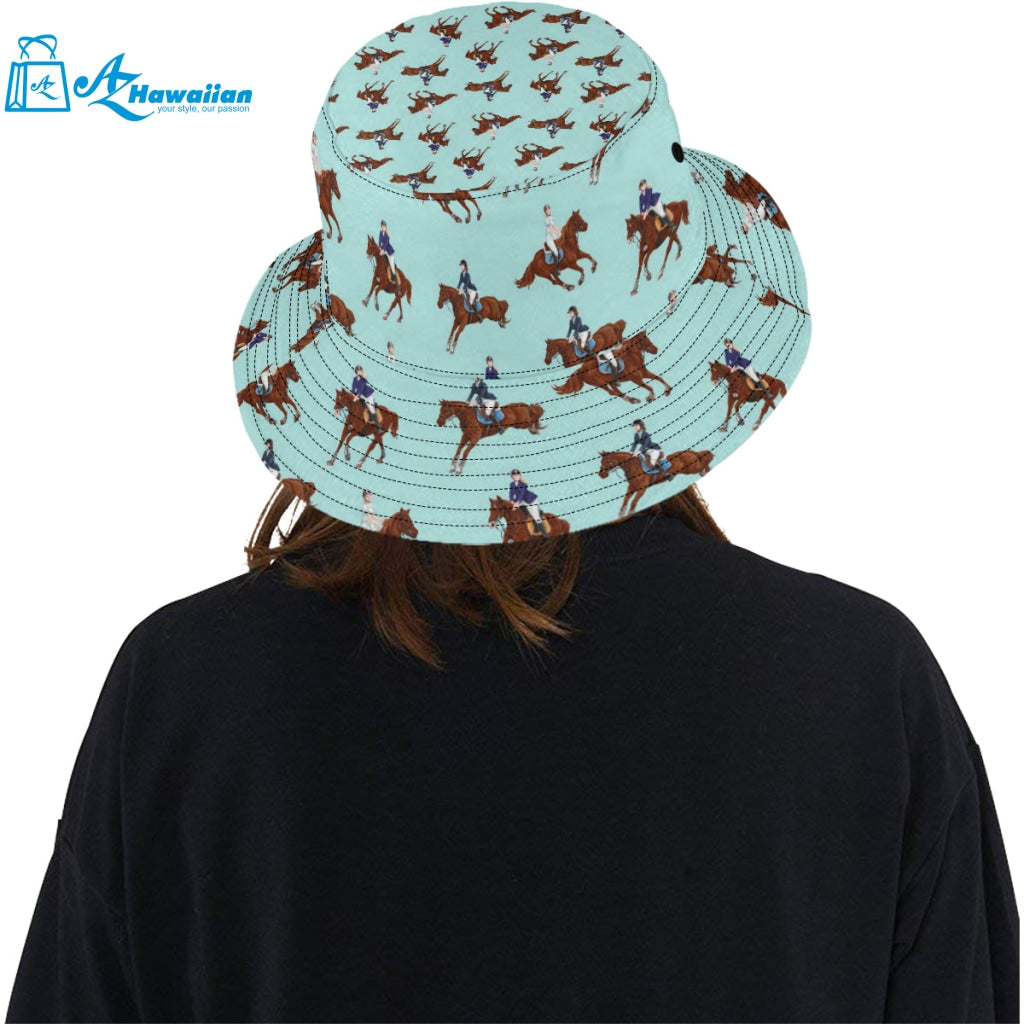 Horses running horses rider pattern Unisex Bucket Hat