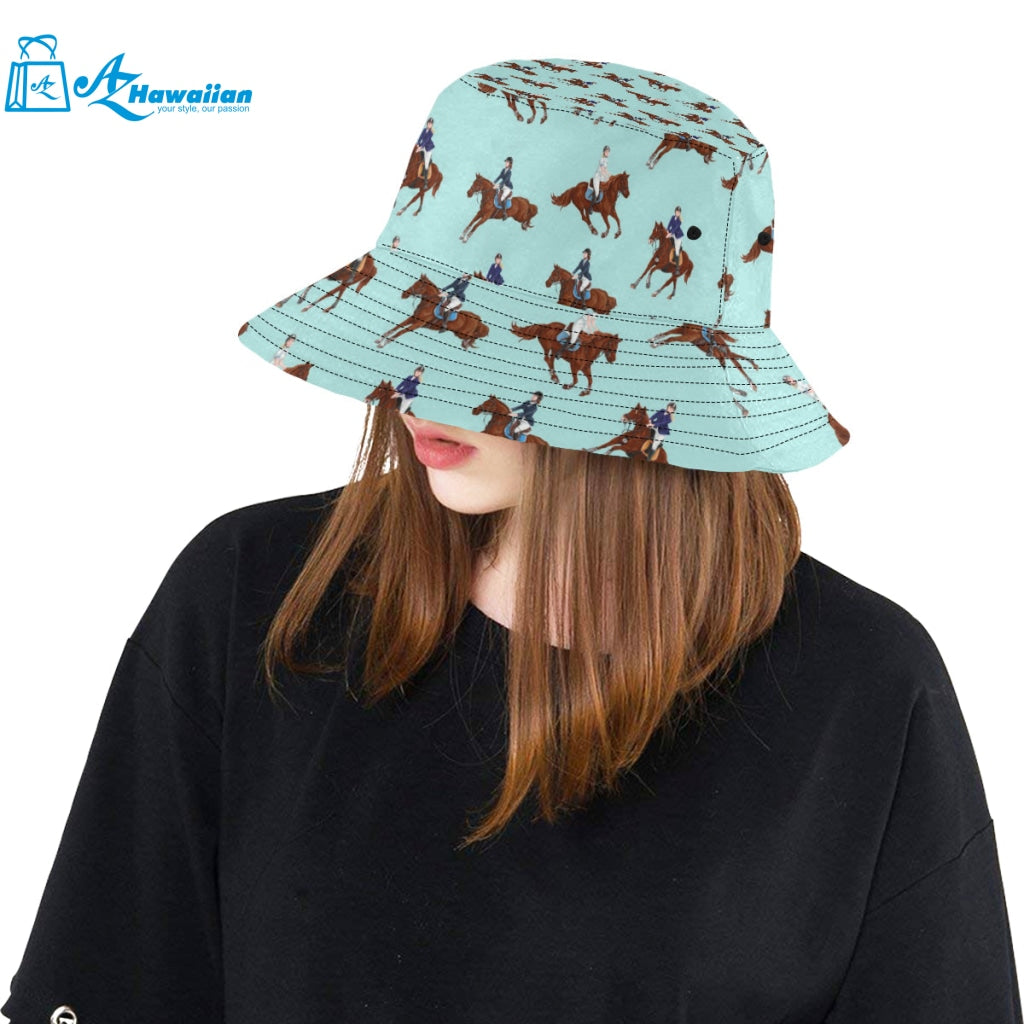 Horses running horses rider pattern Unisex Bucket Hat