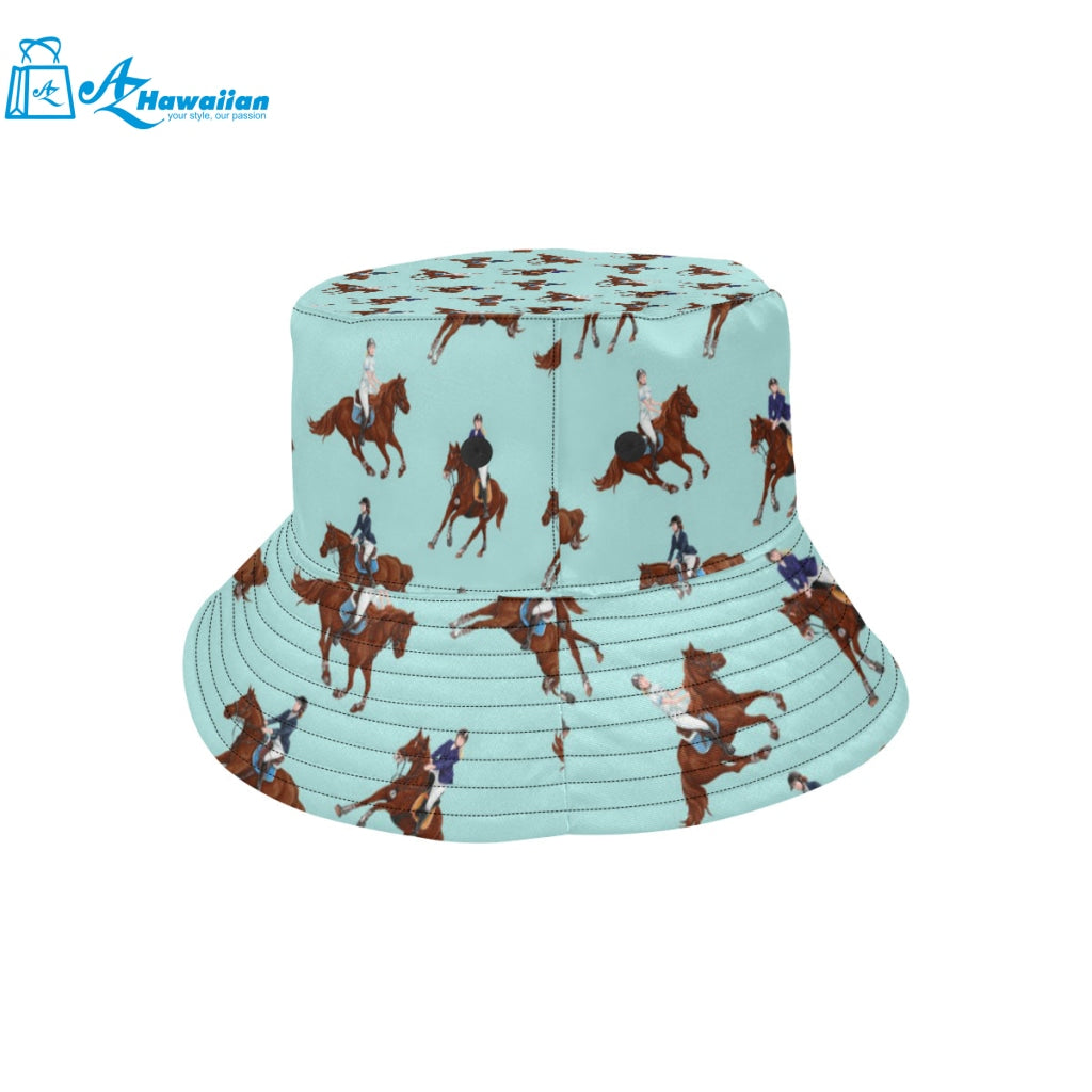 Horses running horses rider pattern Unisex Bucket Hat