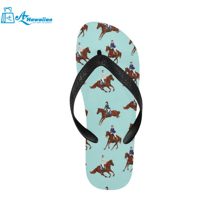 Horses running horses rider pattern Unisex Flip Flops