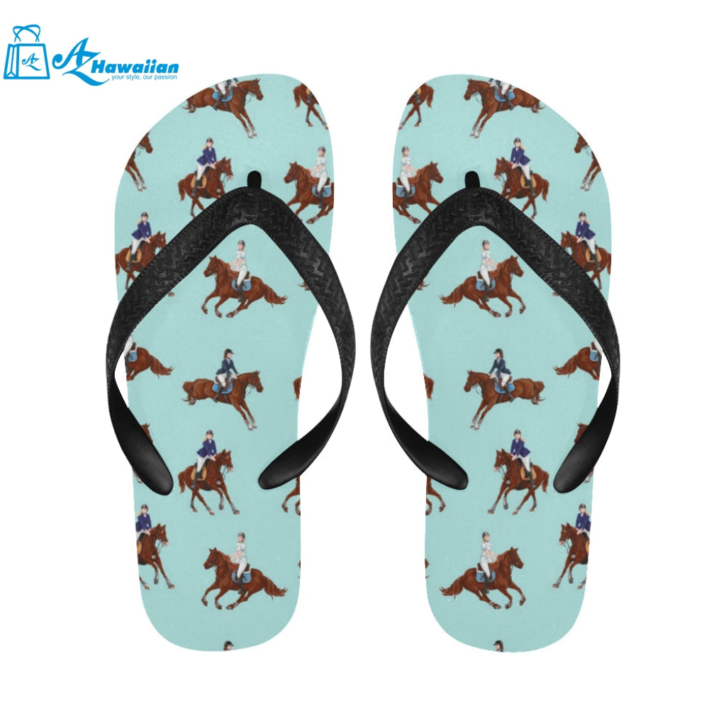 Horses running horses rider pattern Unisex Flip Flops