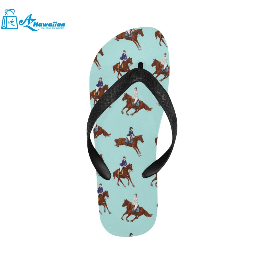 Horses running horses rider pattern Unisex Flip Flops