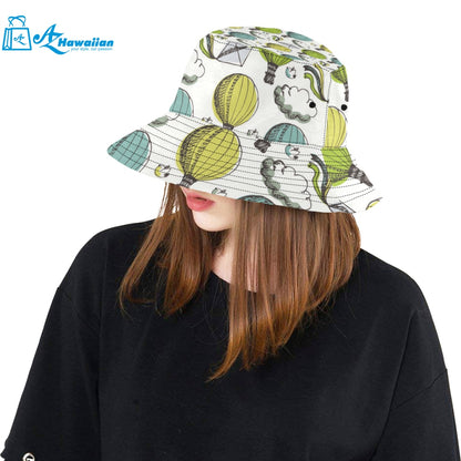 Hot Air Balloon Bird Cloud Pattern Unisex Bucket Hat