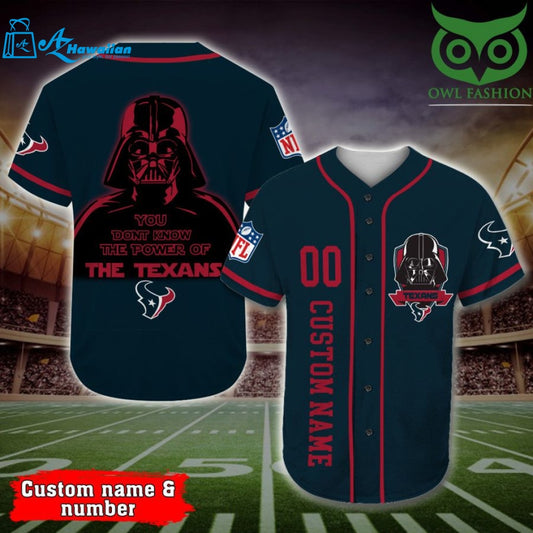 Houston Texans Baseball Jersey Darth Vader Star Wars Personalized Gift, Custom Name Number