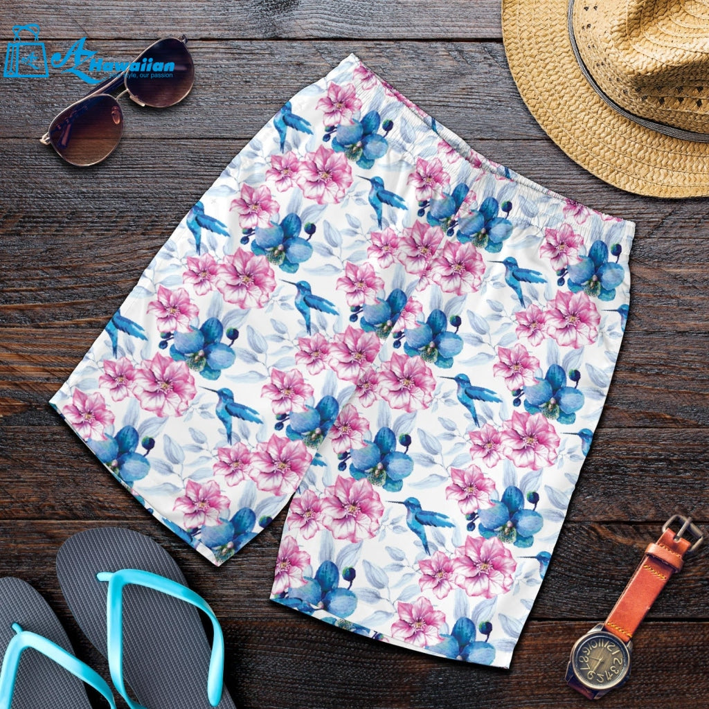 Hummingbird Pattern Print Design 02 Men Shorts