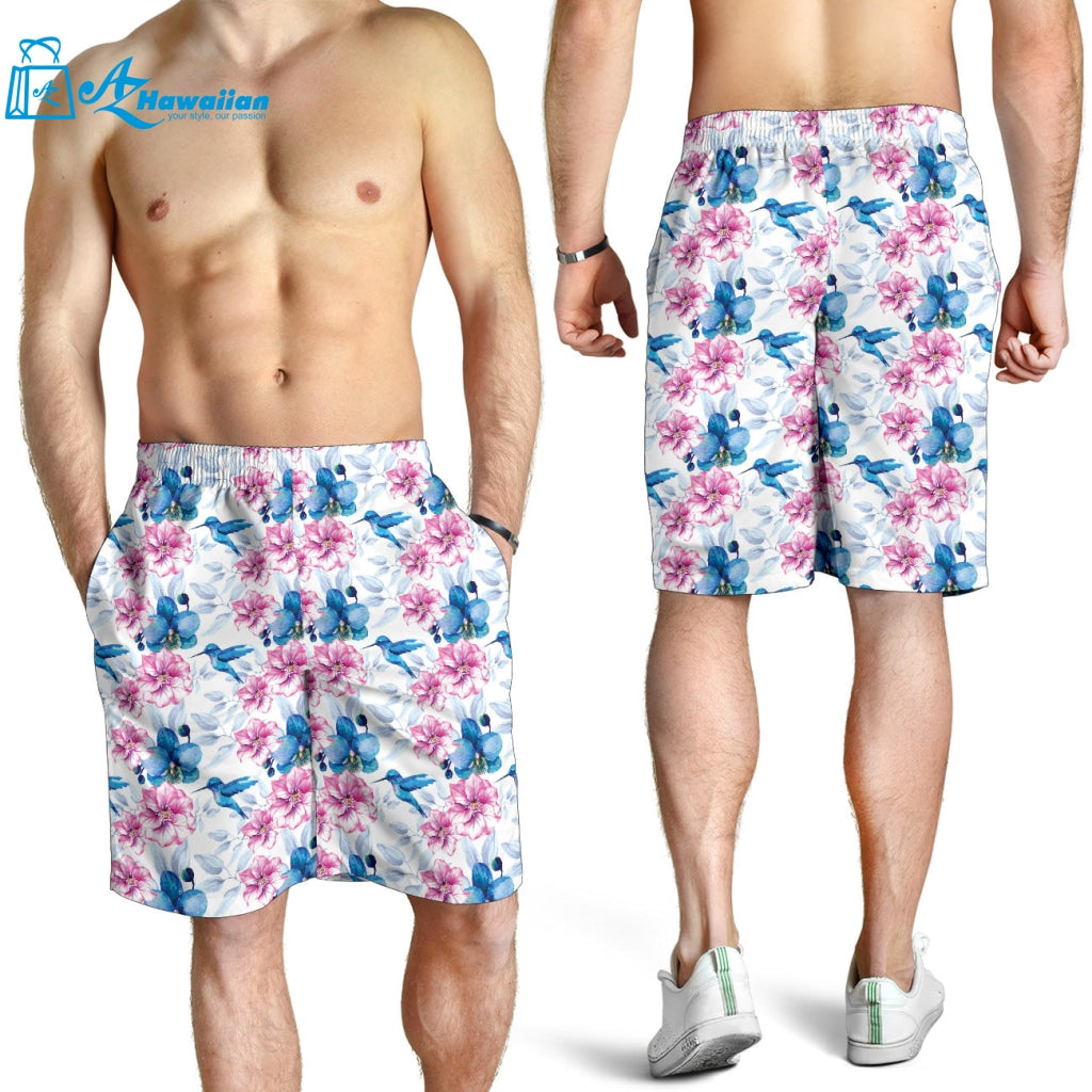 Hummingbird Pattern Print Design 02 Men Shorts