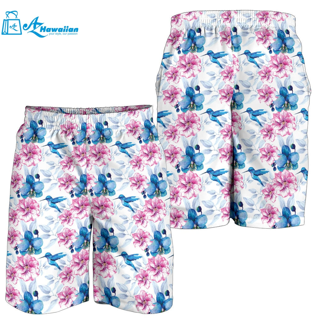 Hummingbird Pattern Print Design 02 Men Shorts