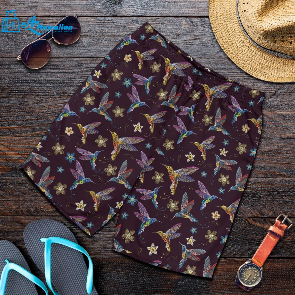 Hummingbird Pattern Print Design 04 Men Shorts