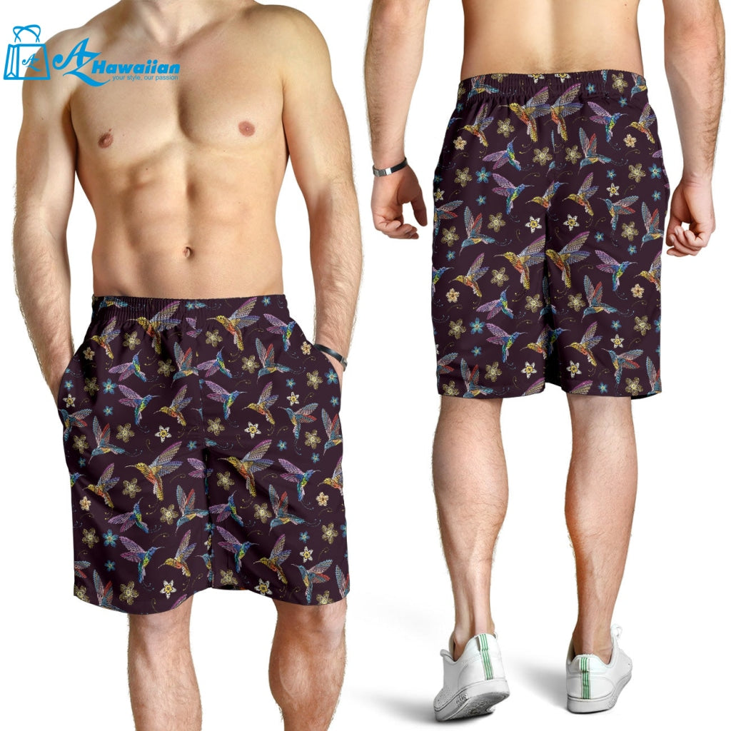 Hummingbird Pattern Print Design 04 Men Shorts