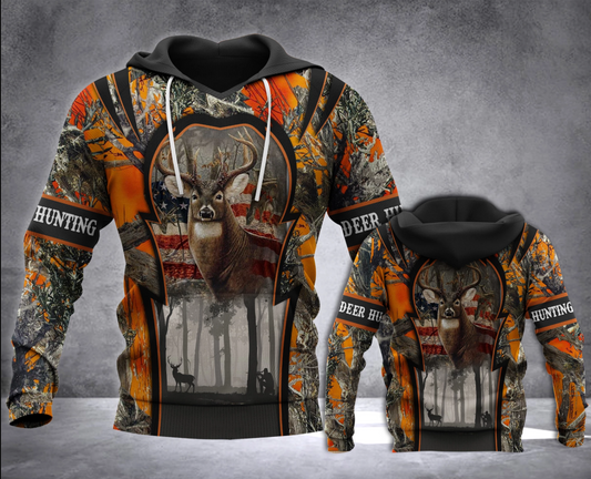 Camo Deer Hunting American flag 3D all over Print Hoodie - NQS62 Hoodie