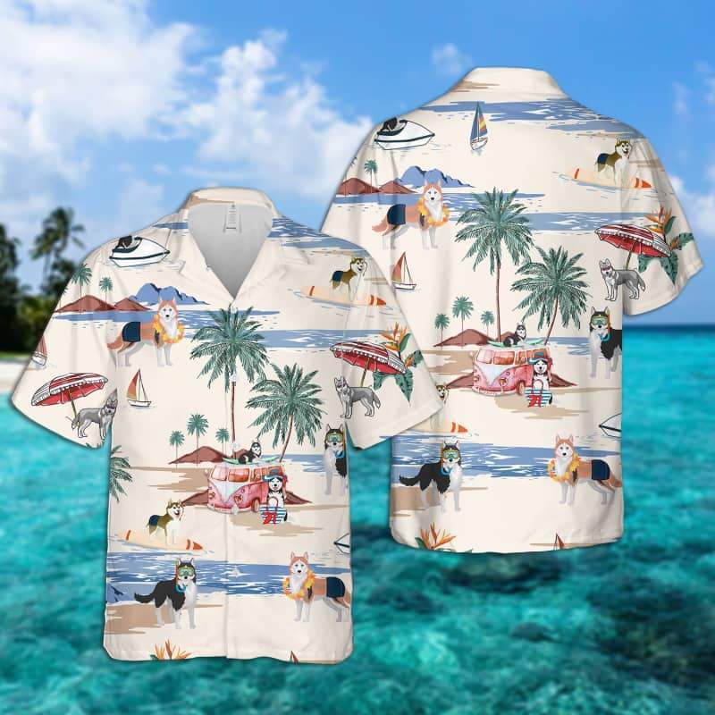 Husky Summer Beach Hawaiian Shirt