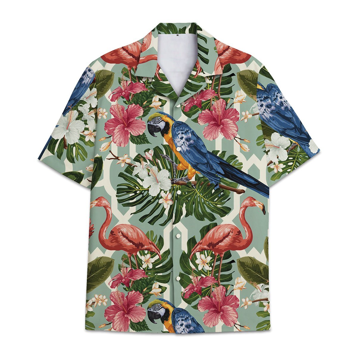 Hawaiian Shirt Parrot And Flamingo Combined Monstera Leaves Hibiscus Flower - Hawwaiian Bird Shirt