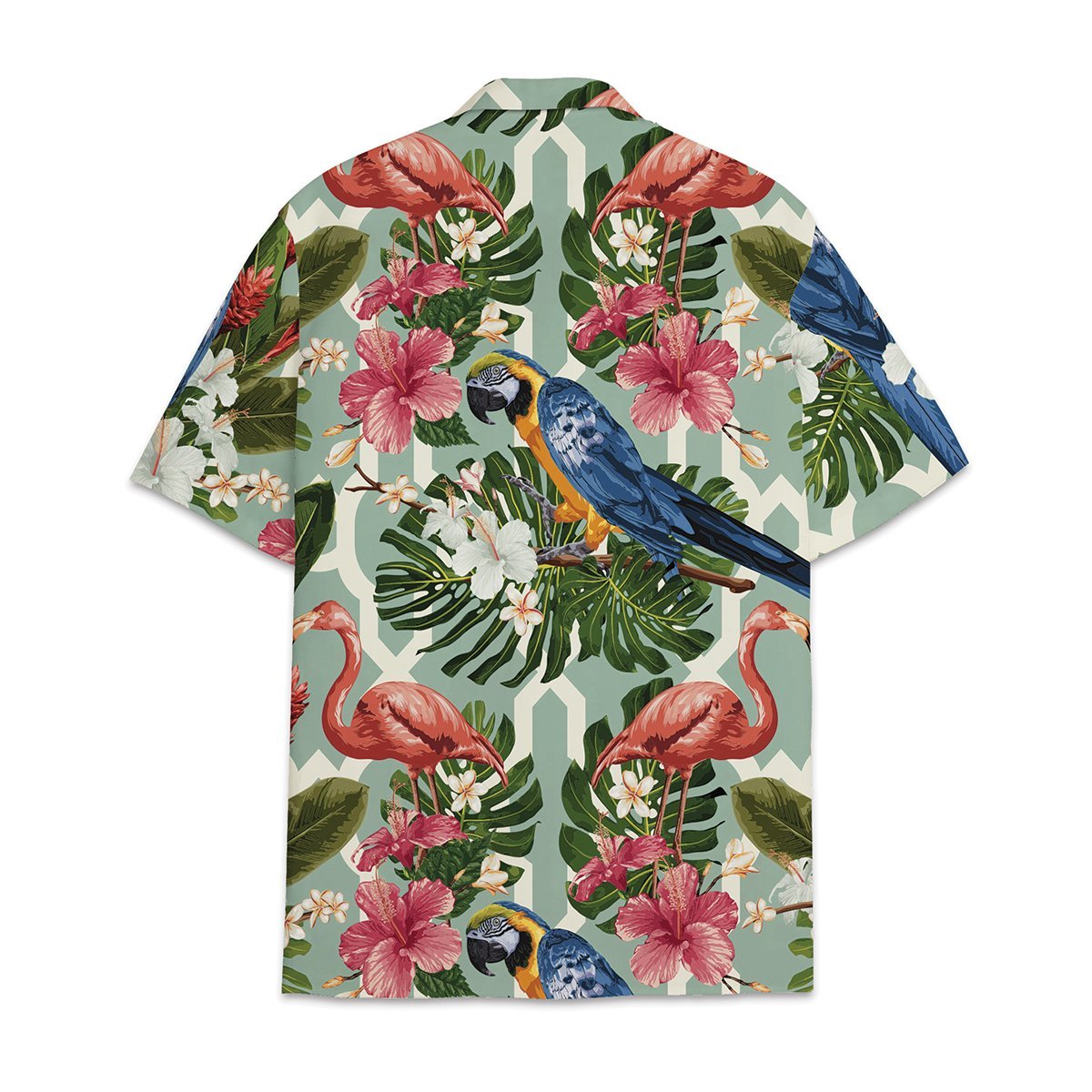 Hawaiian Shirt Parrot And Flamingo Combined Monstera Leaves Hibiscus Flower - Hawwaiian Bird Shirt