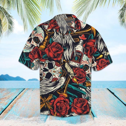 Amazing Sugar Skulls Rose Flowers Trumpets Hawaiian Shirt | For Men & Women | Adult | HW1338