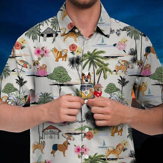 Icelandic Sheepdog Hawaiian Shirt Hawaii Beach Retro