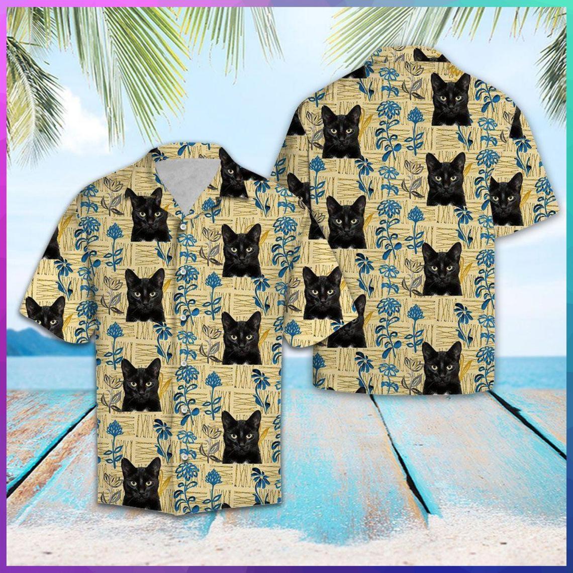 Black Cat Pattern Hawaiian Shirt | For Men & Women | Adult | HW5184