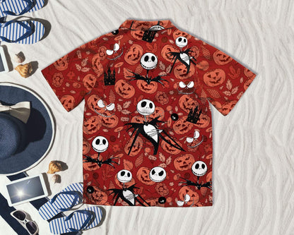 Halloween Pumpkin King Skeleton Hawaiian Aloha Shirts #H