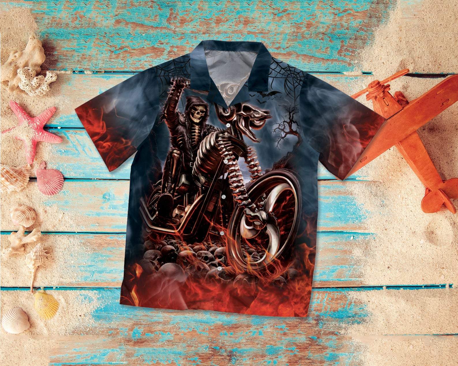 Halloween Ride or Die Grim Reaper American Motorcycle Biker Hawaiian Aloha Shirts #H