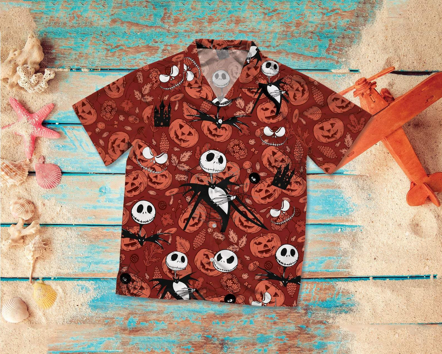 Halloween Pumpkin King Skeleton Hawaiian Aloha Shirts #H